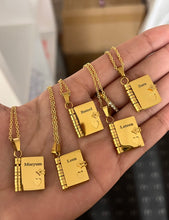 Load image into Gallery viewer, Mosque Quran Quotes Book Necklace