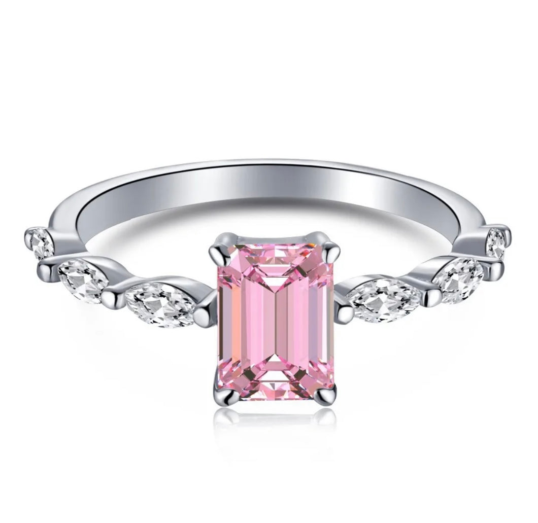 Pink Rosa Ring (925 Sterling Silver)
