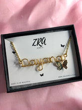 Load image into Gallery viewer, Gold Butterfly Name Necklace