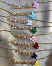 Load image into Gallery viewer, Gold Butterfly Name Necklace