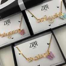 Load image into Gallery viewer, Gold Butterfly Name Necklace