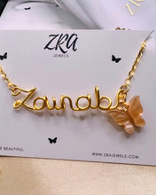 Load image into Gallery viewer, Gold Butterfly Name Necklace