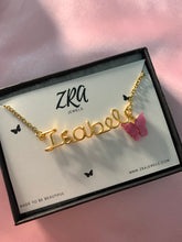 Load image into Gallery viewer, Gold Butterfly Name Necklace