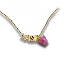 Load image into Gallery viewer, Butterfly Block Letter Name Necklace
