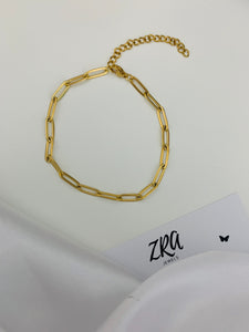Simple Paper Clip Bracelet - Gold