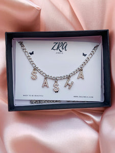 Silver Luxe Diamanté Name Necklace