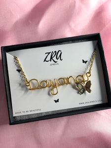 Gold Butterfly Name Necklace