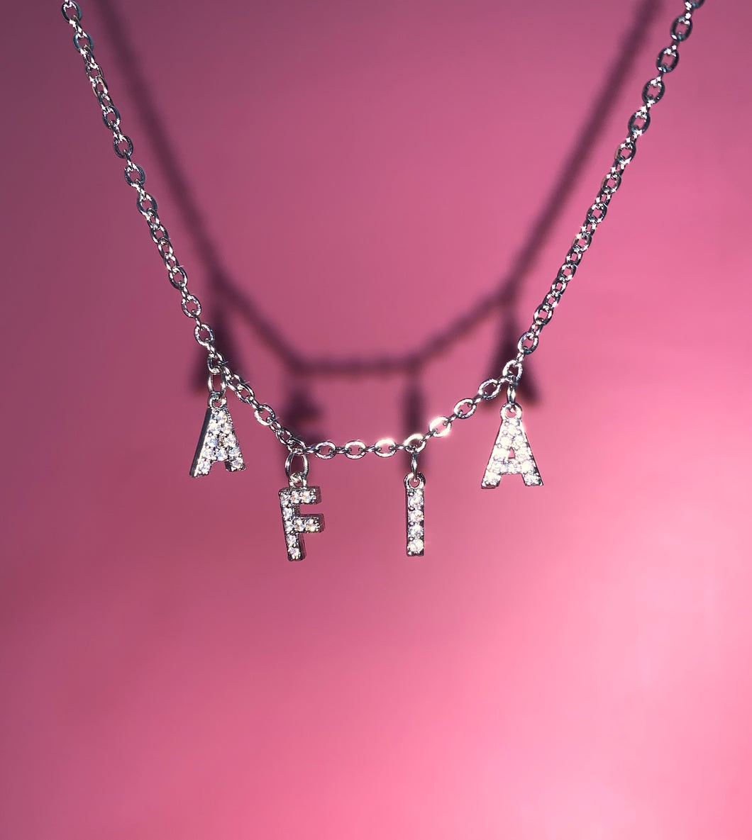 Silver Diamanté Name Necklace