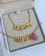 Load image into Gallery viewer, Butterfly Block Letter Name Necklace
