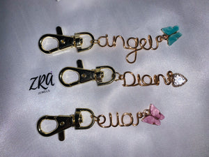 Gold Butterfly Name Keychain