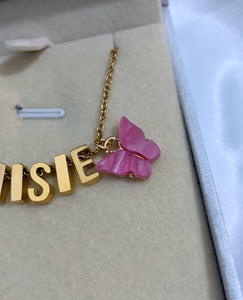 Butterfly Block Letter Name Necklace