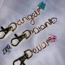 Load image into Gallery viewer, Gold Butterfly Name Keychain
