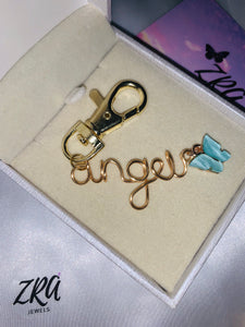 Gold Butterfly Name Keychain