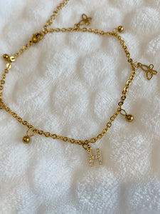 Initial Butterfly Anklet