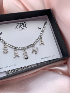 Silver Luxe Diamanté Name Necklace